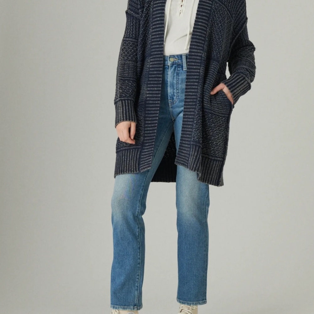 Lucky Brand Blue Oversized Knit Cardigan - Picture 2 of 16